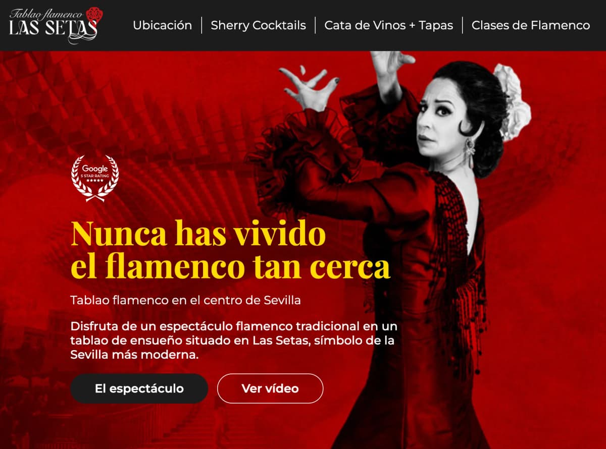 Screenshot of Tablao Flamenco Las Setas website